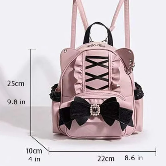 Kawaii Cat Ear Backpack – Pink Lolita Y2K Style - Picture 5 of 5